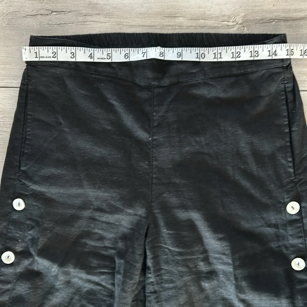 Soft Surroundings black linen blend wide leg pants size small